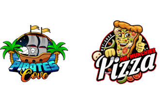 create wonderful and excellent pirate and pizza logo design