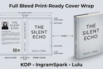 design a full bleed KDP dust jacket and hardcover print cover wrap for