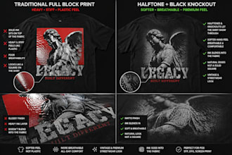 create halftone artwork and color knockout designs for pod