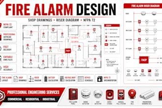 design fire alarm system, shop drawings and riser diagram