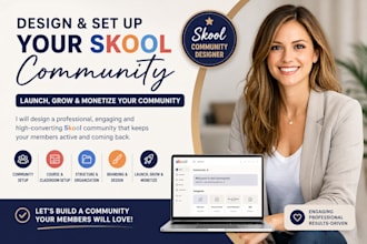 setup skool online community, skool course creation, skool community manager