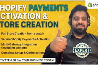 setup shopify store and activate shopify payments gateway