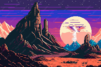 draw pixel art background game art parallax scene tileset