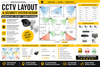 design cctv layout, security camera coverage and fov plan
