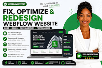 fix, optimize, redesign webflow website bugs issues, customize webflow website