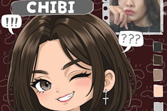 draw custom chibi character for twitch, vtuber avatar