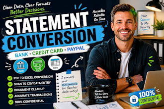 convert bank statement to excel csv bank statement conversion pdf data entry