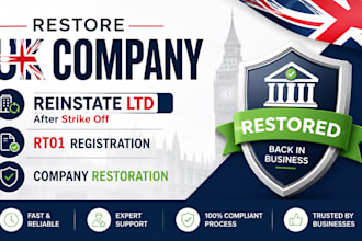 restore UK company, reinstate ltd after strike off, rt01 registration