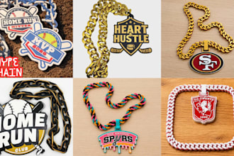 design custom hip hop chain, pendent necklace turnover chain 3mf stl file in 24h