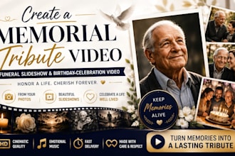 create a memorial tribute video funeral slideshow, birthday celebration photo