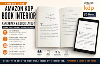 format amazon KDP book interior, paperback and ebook layout