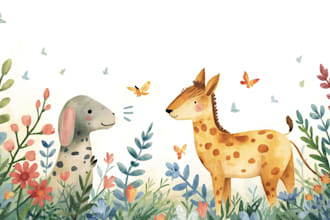 draw watercolor children story book illustration