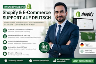ich werde shopify e commerce und kundenservice support leisten