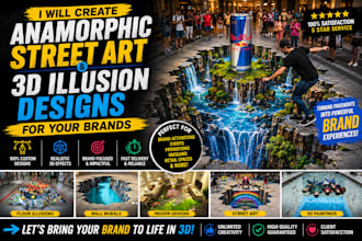 create anamorphic street art and 3d illusion designs for your brands