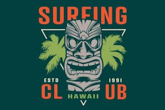 create modern aloha tiki surfing ber mascot logo design service