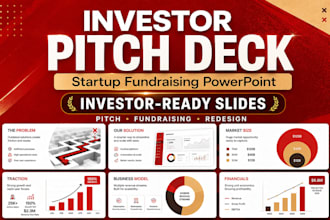 design investor pitch deck and startup fundraising powerpoint slides
