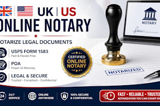 do UK US online notary, notarize legal documents, usps form 1583, poa