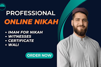 conduct nikah online as imam for islamic marriage, provide witnesses