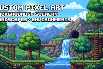 do 8bit 16bit pixel background landscape scenery aesthetic environment assets