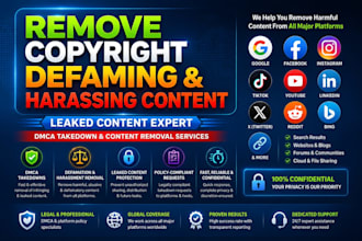 remove takedown defaming harassing infringing copyright negative leaked dmca