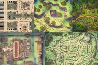 design custom fantasy map, dnd battle map world map, military map design