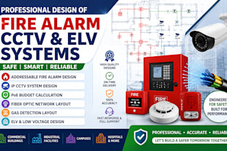 design addressable fire alarm, IP cctv, elv and poe system