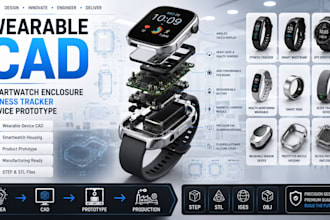 design wearable cad, smartwatch enclosure, fitness tracker, device prototype
