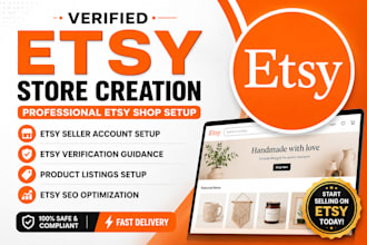 do etsy store creation, etsy shop setup and etsy verification