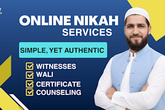 perform as imam of online nikah with marriage certificate, witnesses