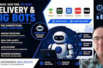 build instacart bot, uber eat bot, amazon flex bot, instant offer bot, grabhub