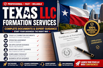 prepare texas llc formation documents operating agreement ein and business setup