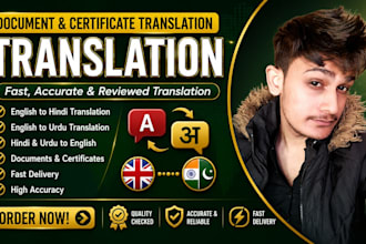 translate english, hindi and urdu documents and certificates