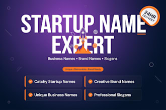 create a catchy startup name, business name, brand name and slogan