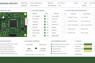 provide complete dfm dfma report for product design to reduce manufacturing cost