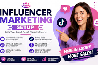 setup tiktok shop, manage affiliate marketing and influencer outreach