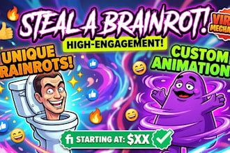 develop full steal a brainrot game with unique brainrots and animations