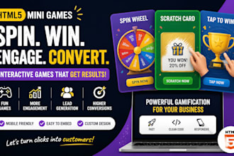 create HTML5 mini games like spin wheel and scratch card for marketing