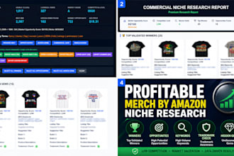 find profitable low competition merch by amazon niches and keywords