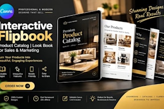 design canva interactive flipbook, product catalog look book for sales marketing