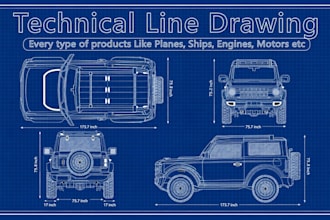 build detailed 2d car blueprints for 3d modeling, games and vehicle design