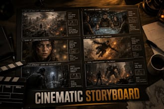 create cinematic, video games, story board and trailers scene