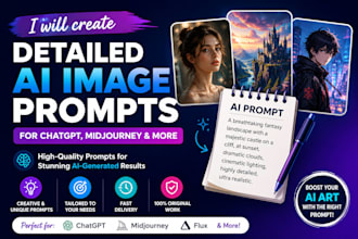 reate detailed ai image prompts for chatgpt and midjourney