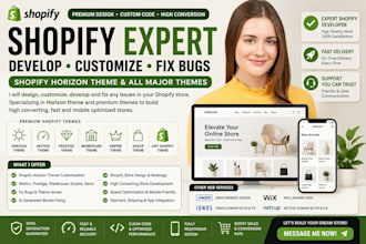 customize shopify horizon theme store develop motion prestige warehouse bug fix