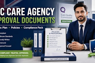 write cqc care agency business plan, healthcare policies and compliance document
