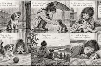 design a children book illustration storyboard and layout project