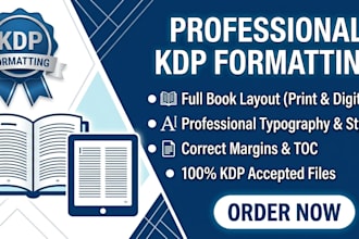 perform flawless manual book formatting for KDP and ingramspark