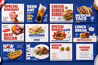 design restaurant social media posts and canva templates