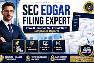 prepare and file sec edgar filings, form d, section 16 and compliance reports