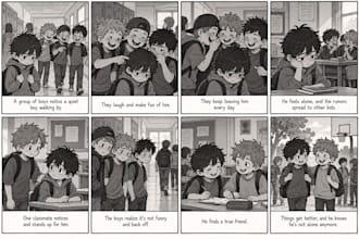 create comic storyboard and visual storytelling sequences for books