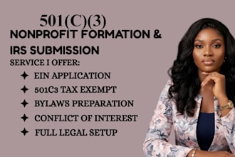 register your nonprofit with ein, bylaws and 501c3 filing for irs approval